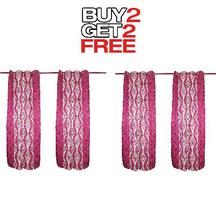 Curtains Buy 2 Get 2 Free [4pcs] [Snake Pattern Design] -Pink