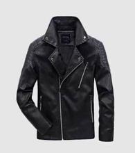 Black Zipped Leather Biker Jacket For Men