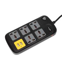 X-Lab XEC-512USB 5 Socket + 2-USB Universal Power Extension Cord - Black