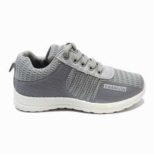 Grey/White Textured Lace-Up Designed Sports Sneakers For Boys