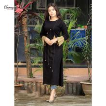 Aamayra Fashion House Black/Brown Long Woolen Kurti