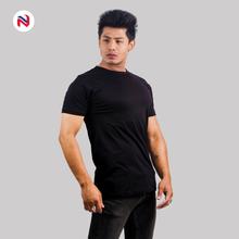 Nyptra Black Solid Muscle Fit Plain Cotton T-Shirt For Men
