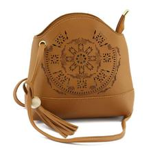 Brick Brown Laser Cut Cross Body Bag For Women