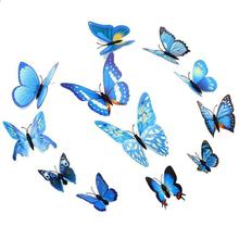 3D Butterfly Wall Stickers (Blue) With Pins - 12Pcs