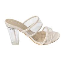 Transparent Block Heel Slip-On Shoes For Women - B8