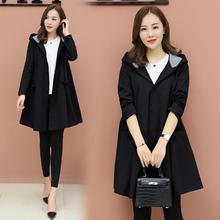 Hooded windbreaker trench coat for women