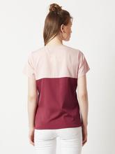 Miss Chase Blush Pink And Maroon Chiffon Boxy For Women Made Your Own Label Colour Block Top