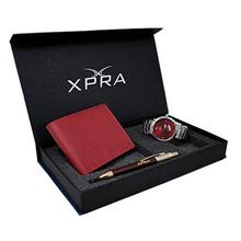 XPRA Analogue Day and Date Watch, Leather Wallet and