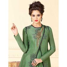 Stylee Lifestyle Women's Rayon Embroidery Gown (1717, Green, Free Size)