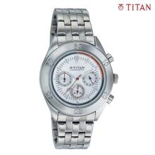 Titan 9324SM01 Round Chronograph Silver Dial Watch For Men