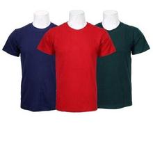 Pack Of 3 Plain 100% Cotton T-Shirt For Men-Blue/Red/Green