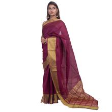 Maroon Kota Silk Saree with Heavy Zari Border - 5007