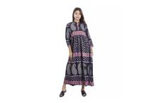 Floral Printed Long Kurti Dress For Women-Black