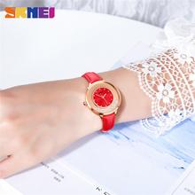 SKMEI 1782 Diamond Dial casual quartz Leather Strap Watch For Women-Red