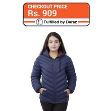 J.Fisher Navy Blue Silicon Jacket With Hood For Women