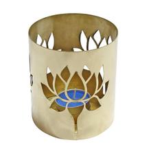 Golden Lotus Design Candle Holder With Candle