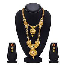 Asmitta Enchanting Red & Green Kundan Gold Plated Opera Style Necklace