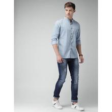 Mast & Harbour Men Blue Slim Fit Faded Chambray Casual Shirt