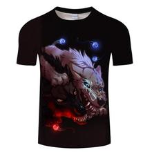 Black tshirt Wolf t shirt Men t-shirt Anime Tee 3D Top Harajuku