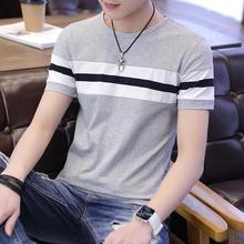 Round neck striped t-shirt_2018 summer men's short-sleeved