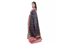 Pure Banarasi Saree with Unstitched Blouse For Women-Navy Blue/Pink