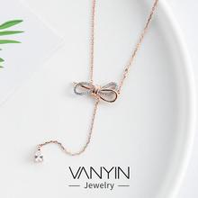 Bow necklace _ Wanying jewelry bow women s925 sterling