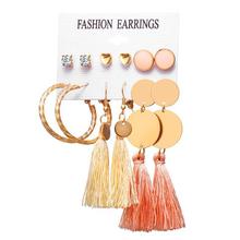 11 Design Fashion Long Tassel Stud Earrings Set For Women