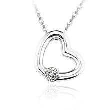 Silver/White Heart Crystal Pendant With Chain For Women-10342-1010