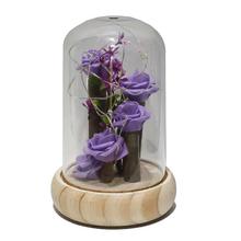 Purple Floral Glass Showpiece With Fairy Light