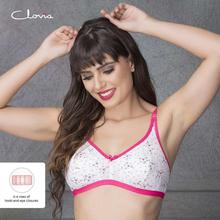 Clovia Pink/White Printed Non-Padded Bra For Women