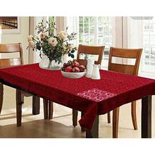 Kuber Industries Cotton Dining Table Cover 6 Seater - Maroon