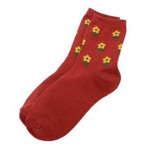 Red Flowers Printed Socks For Women - 2001