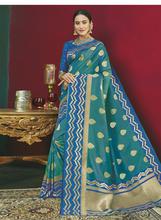 Stylee Lifestyle Turquoise  Banarasi Silk Jacquard Saree -1528