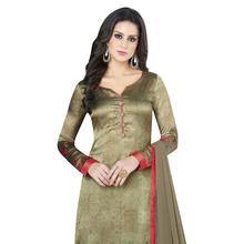 Stylee Lifestyle Olive Green Satin Printed Dress Material (1365)