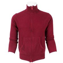 Red Zippered Hi-Neck Sweater For Men