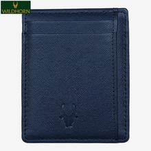 WildHorn Nepal® RFID Protected Old River 100% Genuine Leather Credit Card Holder (Blue Safiano)