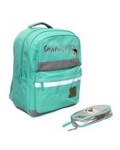 Aqua Green Polyester Printed Backpack For Boys