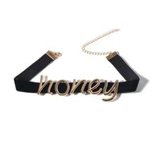 Honey Alphabet Retro Gothic Velvet Choker Necklace  Pendant Choker NEW