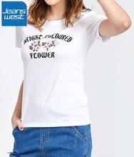 JeansWest Blue White T-shirt For Women