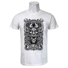 Wosa - Grey Round Neck Dragon Face Print Half Sleeve Tshirt for Men