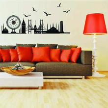 3D City Silhouette Electron Clock Diy Wall Clocks Wall Sticker