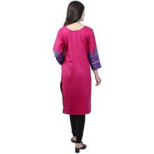 Pink/Black Abstract Printed Woolen Vela Kurti For Women