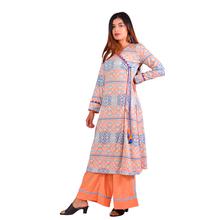 Paislei Ivory digital prited Angrakha Kurti with orange bottom For Women -AW-1920-07