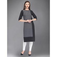 Women Polka Print Straight Kurta  (Black, White) -(kurta only)