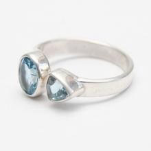 Silver/Blue Double Cirle Bluetopaz Ring