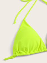 Neon Lime Triangle Top With Tie Side Tanga Bikini