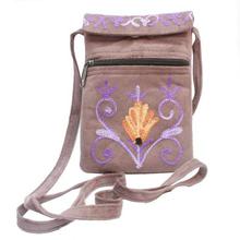 Brown Floral Embroidered Side Bag For Women