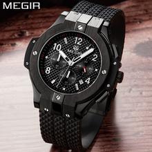 MEGIR Chronograph Sport Watch Men Creative Big Dial Army Military Quartz Watches Clock Men Wrist Watch Hour Relogio Masculino