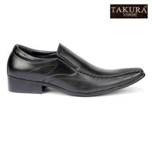 Takura Black Pointed Toe Slip-On Formal Shoes For Men- 3500