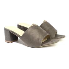 Khaki Green Block Heel Slide Sandals For Women